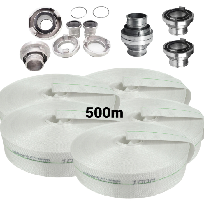 Furtun apa pompieri 500m 2 tol 8bar + racorduri conectori complet (V60137+(5)) [1]