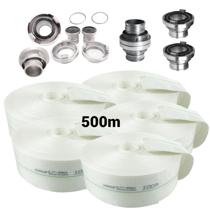 Furtun apa pompieri 500m 3 tol 8bar + racorduri conectori complet (V60147+(5)) [1]