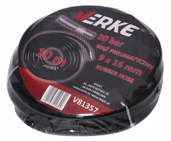 Furtun cauciuc pneumatic compresor aer 10m 20bar 10x17mm (V81357) [6]