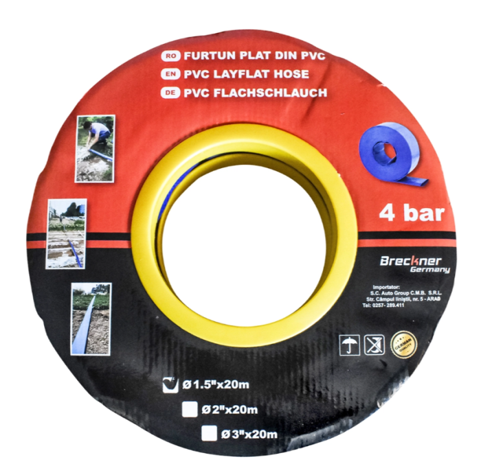 Furtun plat PVC siliconat pentru irigatii, 1.5 toli, 20 m, 4 bari DISCP34  (BK90868) [3]