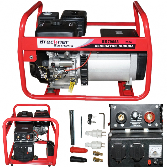 Generator 5kw + invertor sudura 200A 5000W pornire electrica la cheie invertor incorporat curent 220V 12V 15CP DISPG86 (BK79658) [1]