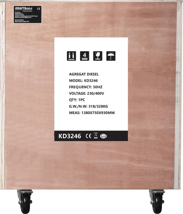 Generator curent 19 kW 19000W 230 2x400V motor benzina (KD3246) [15]