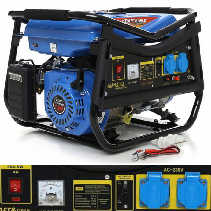 Generator curent 3.0kW 3000W 2x230V 12V motor benzina 7CP (KD141) [8]