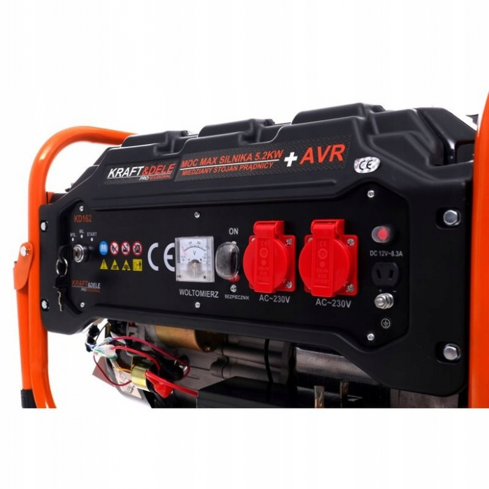 Generator curent 3.5kW 3500W 230V 12V motor benzina 7CP + pornire electrica la cheie + manere si roti (KD162) [11]