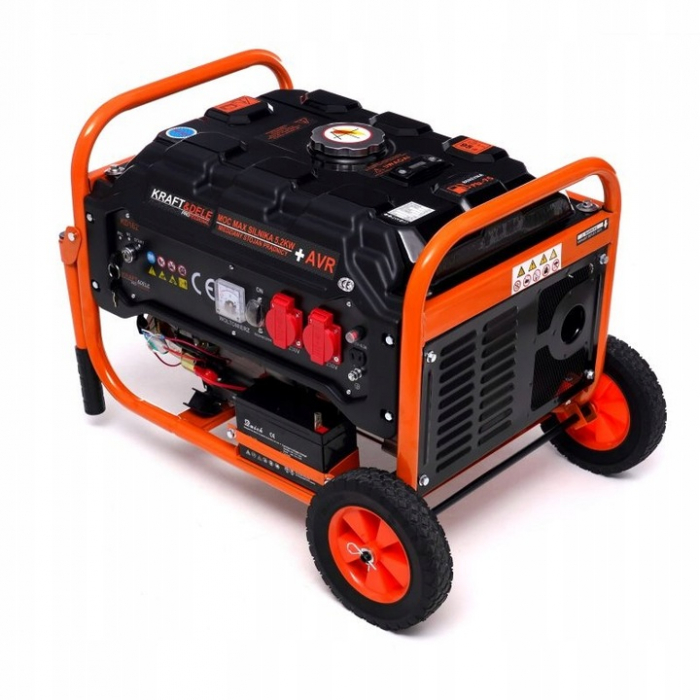 Generator curent 3.5kW 3500W 230V 12V motor benzina 7CP + pornire electrica la cheie + manere si roti (KD162) [7]