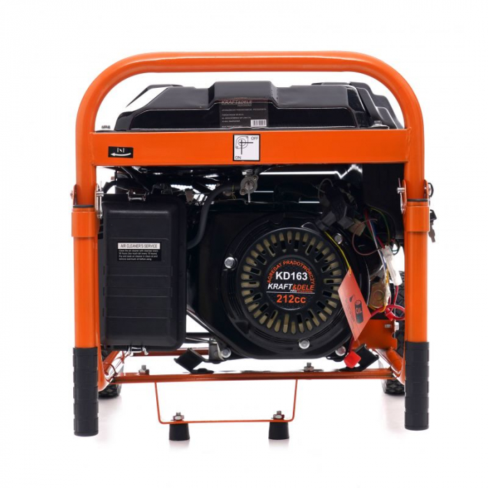 Resigilat-Generator curent 3.5kW 3500W 230V 380V 12V motor benzina 7CP + pornire electrica la cheie + manere si roti (KD163) [6]