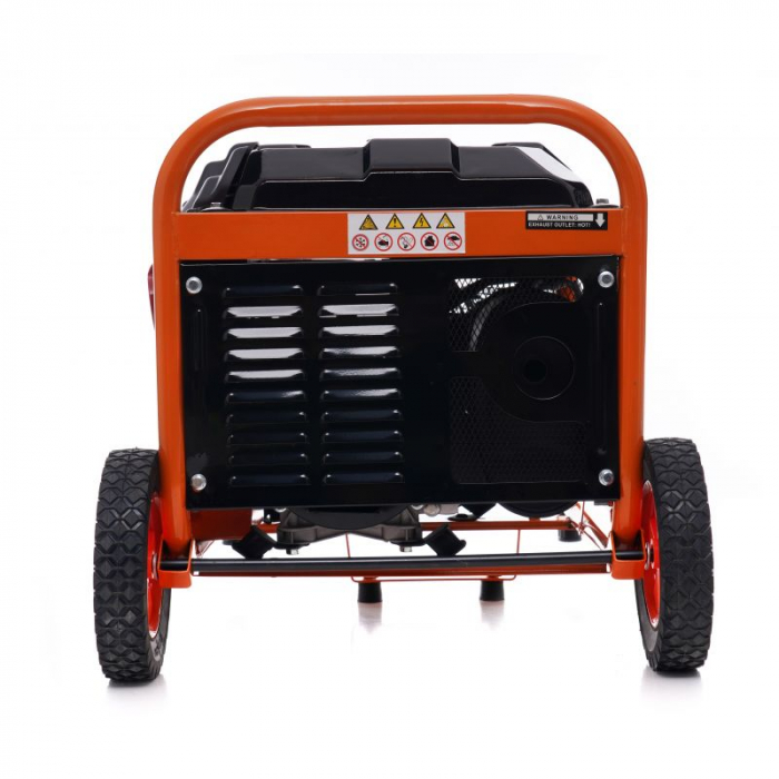 Resigilat-Generator curent 3.5kW 3500W 230V 380V 12V motor benzina 7CP + pornire electrica la cheie + manere si roti (KD163) [9]