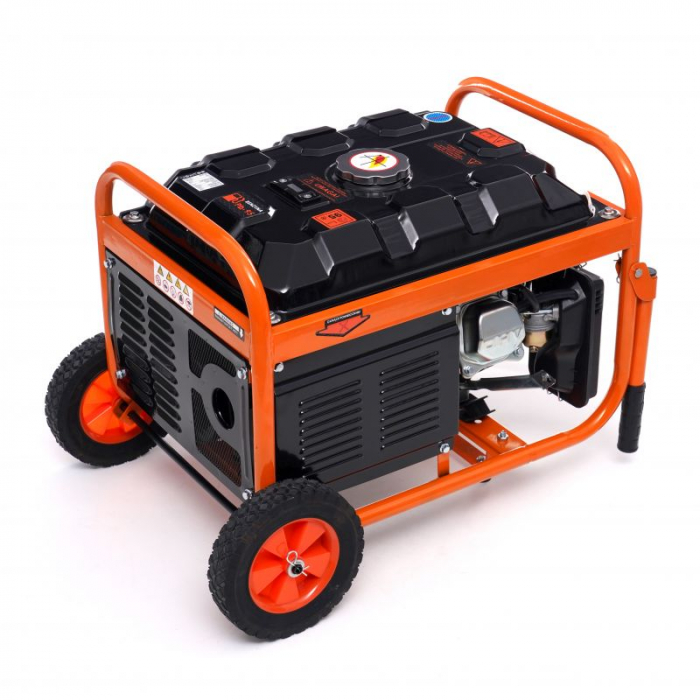 Resigilat-Generator curent 3.5kW 3500W 230V 380V 12V motor benzina 7CP + pornire electrica la cheie + manere si roti (KD163) [13]
