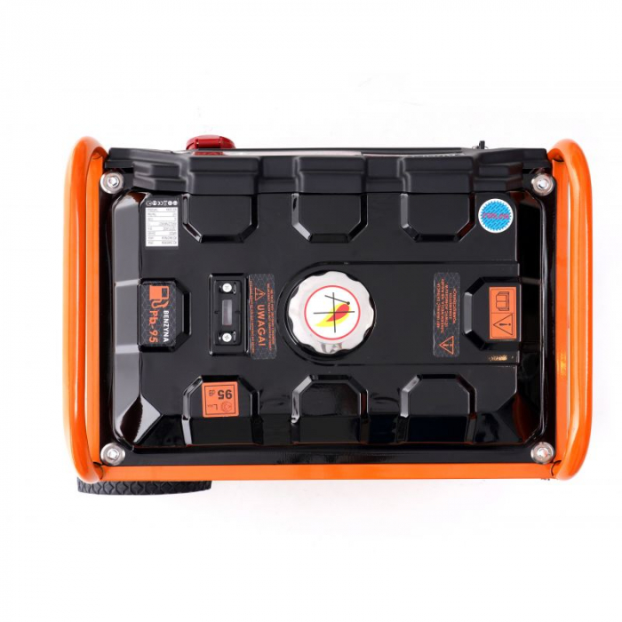 Resigilat-Generator curent 3.5kW 3500W 230V 380V 12V motor benzina 7CP + pornire electrica la cheie + manere si roti (KD163) [5]