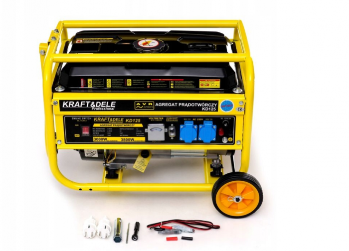 Generator curent 3.8kW 3800W 230V 12V + manere si roti motor benzina 7CP (KD125) [2]