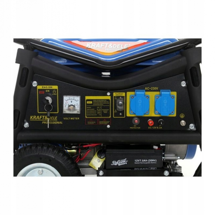 Generator curent 3kW 3000W 230V 12V + pornire electrica la cheie + manere si roti motor benzina 7CP (KD144) [3]