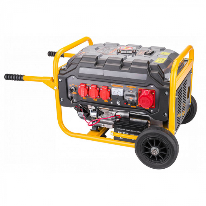 Generator curent 3kW 3000W 230V 380V 12V motor benzina 7CP + pornire electrica la cheie + manere si roti (13616) [3]