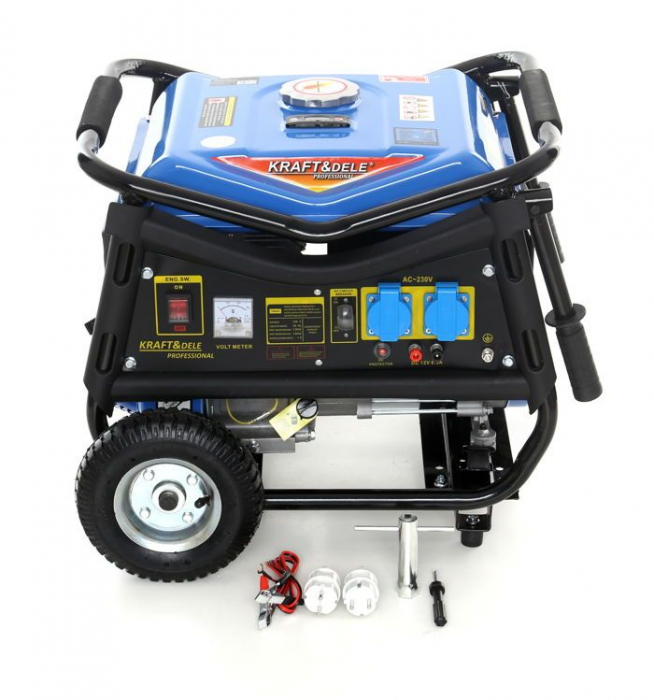 Generator curent 3kW 3000W 2x230V 12V+manere si roti, motor benzina 7CP (KD142) [1]