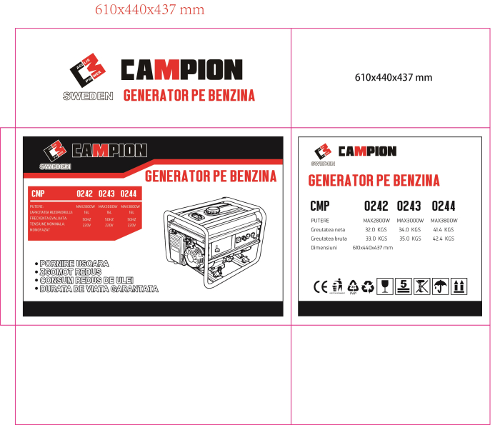 Generator curent 3kW motor benzina 7.5CP (CMP0243) [4]