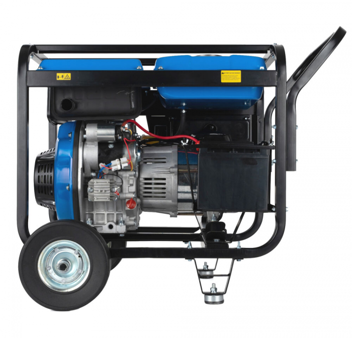 Generator curent 4.1kw 4100W + pornire electrica la cheie + roti + maner 2x230V 12V motor pe benzina 10CP (TA4100D) [6]