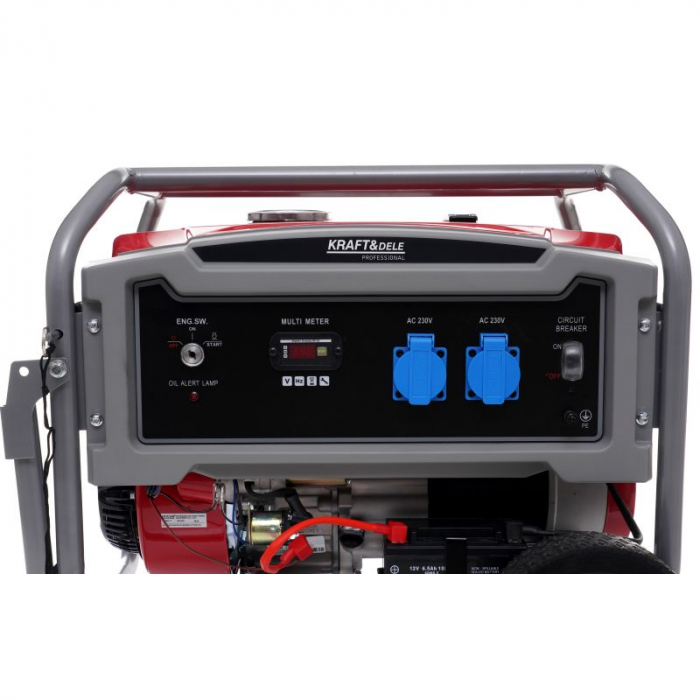 Generator curent 4.6kW 4600W 230V 12V + pornire electrica la cheie + manere si roti motor benzina (KD633) [3]