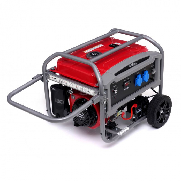 Generator curent 4.6kW 4600W 230V 12V + pornire electrica la cheie + manere si roti motor benzina (KD633) [8]