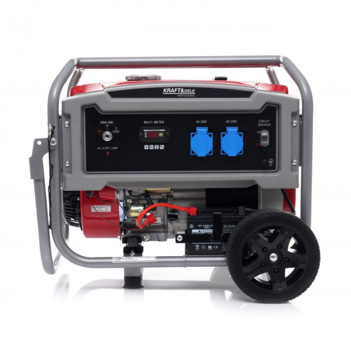 Generator curent 4.6kW 4600W 230V 12V + pornire electrica la cheie + manere si roti motor benzina (KD633) [2]