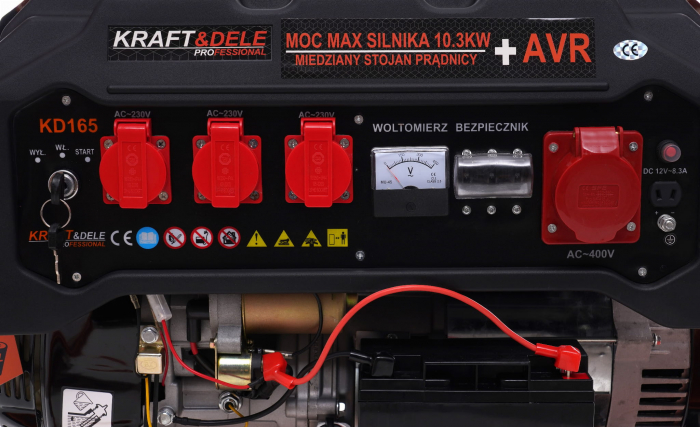 Generator curent 5.5kW 5500W 230V-380V 12V+pornire electrica la cheie+maner si roti motor benzina 15CP (KD165) [7]
