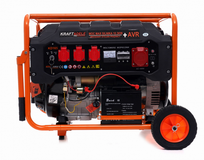 Generator curent 5.5kW 5500W 230V-380V 12V+pornire electrica la cheie+maner si roti motor benzina 15CP (KD165) [6]