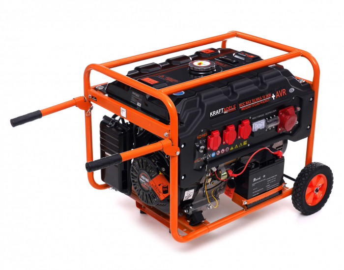 Generator curent 5.5kW 5500W 230V-380V 12V+pornire electrica la cheie+maner si roti motor benzina 15CP (KD165) [2]