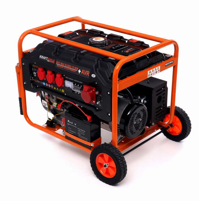 Generator curent 5.5kW 5500W 230V-380V 12V+pornire electrica la cheie+maner si roti motor benzina 15CP (KD165) [3]