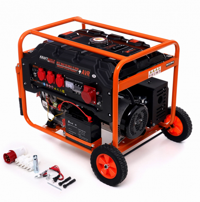 Generator curent 5.5kW 5500W 230V-380V 12V+pornire electrica la cheie+maner si roti motor benzina 15CP (KD165) [1]