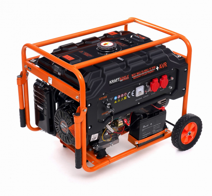 Generator curent 5.5kW 5500W 230V12V+pornire electrica+roti si maner motor benzina 15CP (KD164) [3]