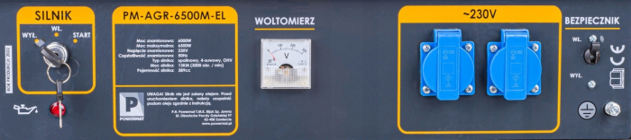 Generator curent 6.5kW 6500W 230V 12V + pornire electrica la cheie + manere si roti motor benzina 13CP (PM1141) [2]