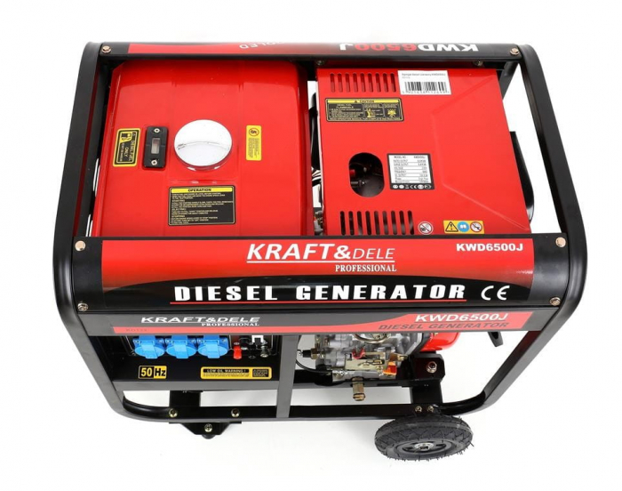 Generator curent 6.5kW 6500W 230V 12V+pornire la cheie+roti si maner motor diesel 10CP (KD122-) [9]
