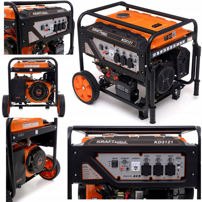 Generator curent 6.5kW 6500W 3x230V 1x12V motor benzina (KD3121) [1]