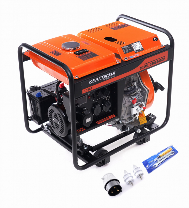 Generator curent 6kW 6000W 230V12V+pornire electrica la cheie motor diesel motorina 8CP (KD167) [1]