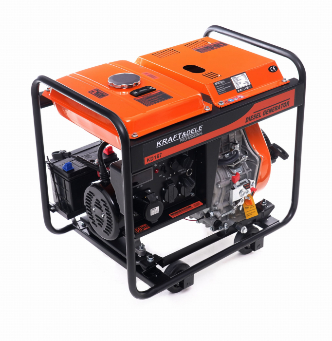 Generator curent 6kW 6000W 230V12V+pornire electrica la cheie motor diesel motorina 8CP (KD167) [7]