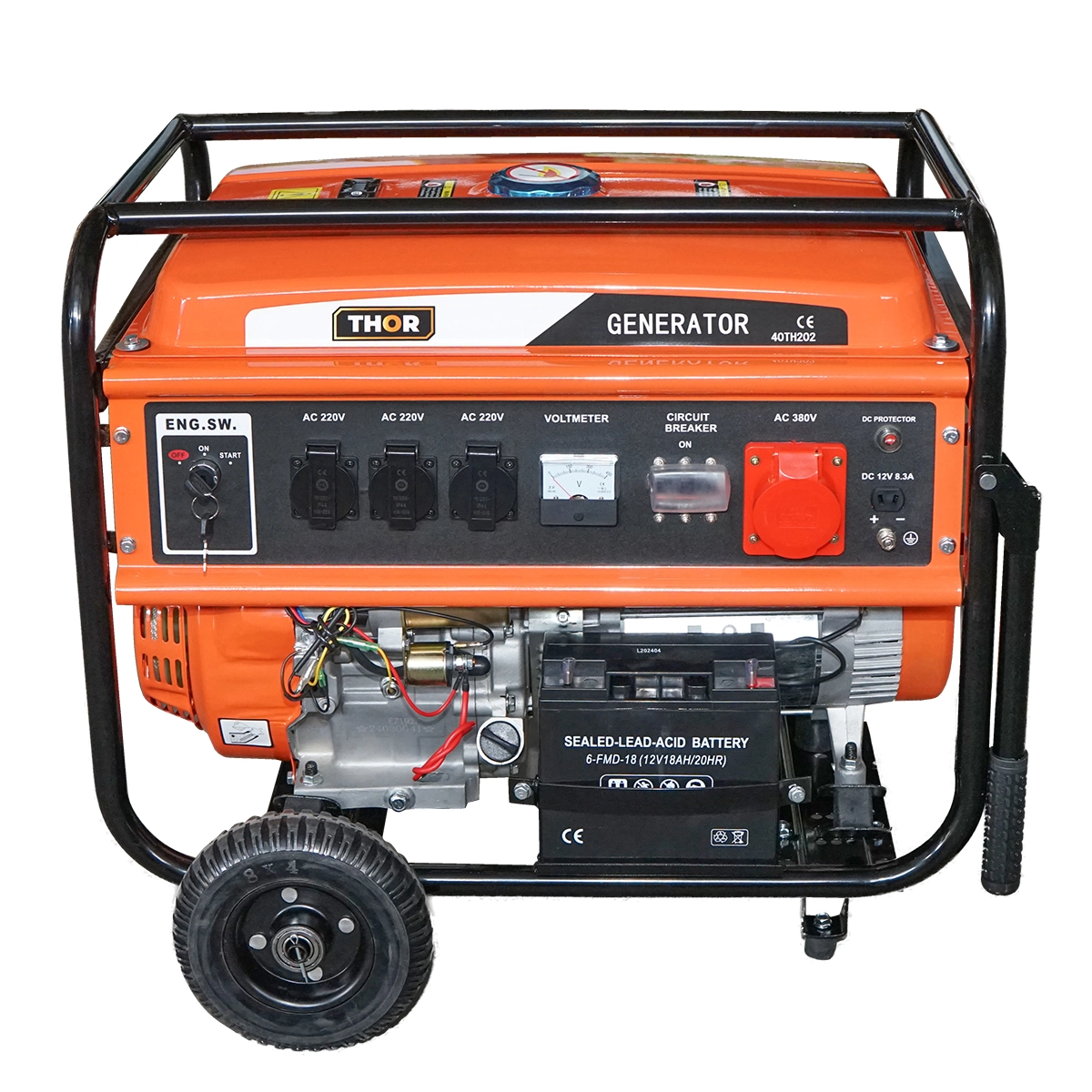 Generator curent 7.2kW 7200W 220-380V 12V motor benzina pornire electrica si manuala  (40TH202) [1]