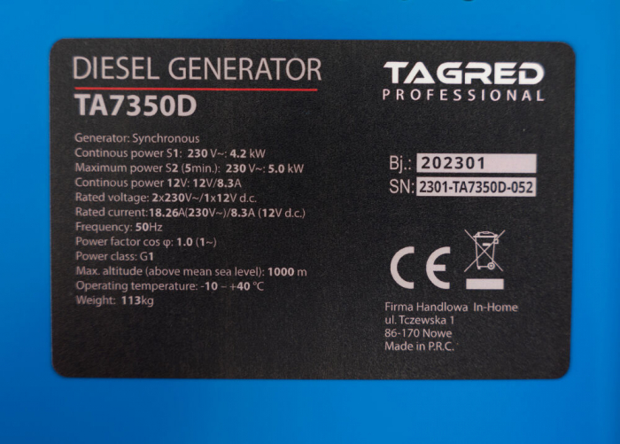 Generator curent 5kW 5000W 230v+ATS+pornire electrica motor diesel motorina 10 CP (TA7350D) [4]