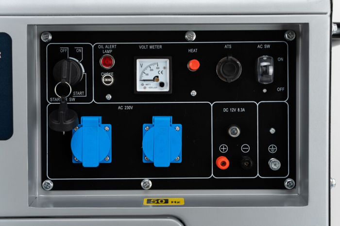 Generator curent 5kW 5000W 230v + ATS + roti +pornire electrica motor diesel motorina 10CP (TA7350DS) [3]