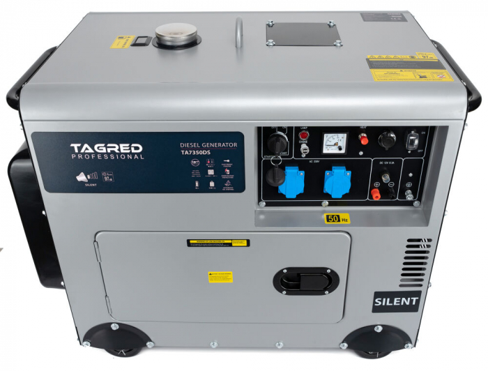 Generator curent 5kW 5000W 230v + ATS + roti +pornire electrica motor diesel motorina 10CP (TA7350DS) [2]