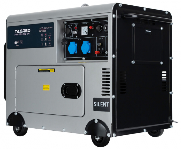 Generator curent 5kW 5000W 230v + ATS + roti +pornire electrica motor diesel motorina 10CP (TA7350DS) [6]
