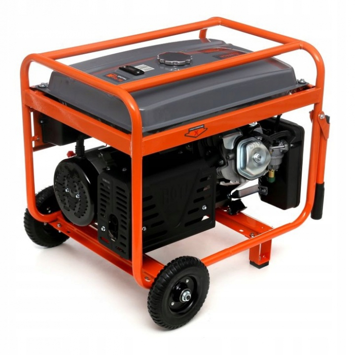 Resigilat-Generator curent 7.5kW 7500W 230V 380V 12V + pornire electrica la cheie + manere si roti motor benzina 15CP (KD147) [6]