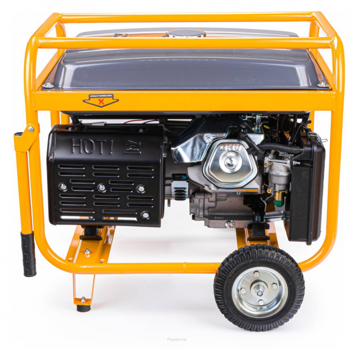 Generator curent 7.5kW 7500W 230V 380V 12V + pornire electrica la cheie + manere si roti motor benzina 15CP (PM1142) [4]