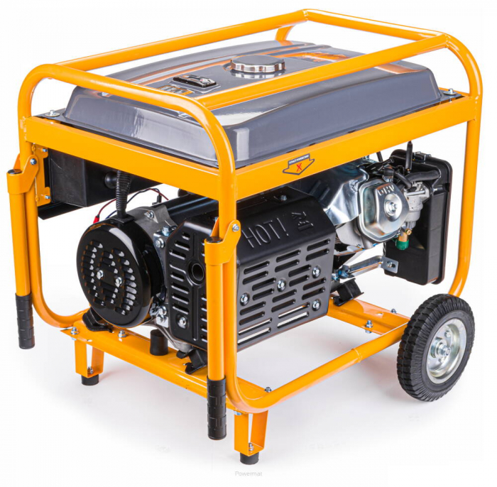 Generator curent 7.5kW 7500W 230V 380V 12V + pornire electrica la cheie + manere si roti motor benzina 15CP (PM1142) [5]