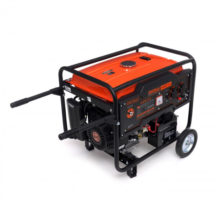 Generator curent 7kW 7000W 230V 12V + pornire electrica la cheie + manere si roti motor benzina 15CP (KD3143) [6]