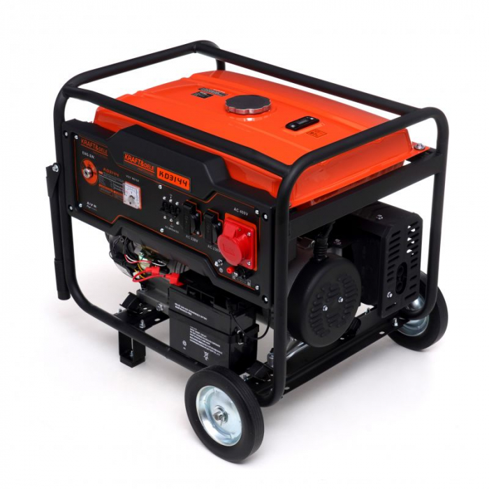 Generator curent 7kW 7000W 230V 380V 12V + pornire electrica la cheie + manere si roti motor benzina 15CP (KD3144) [4]