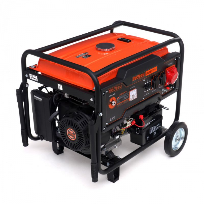 Generator curent 7kW 7000W 230V 380V 12V + pornire electrica la cheie + manere si roti motor benzina 15CP (KD3144) [14]