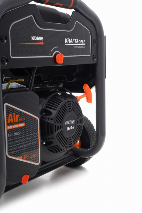 Generator curent 7kW 7000W 2x230V12V+pornire electrica la cheie+roti si maner motor benzina 15CP (KD696) [8]