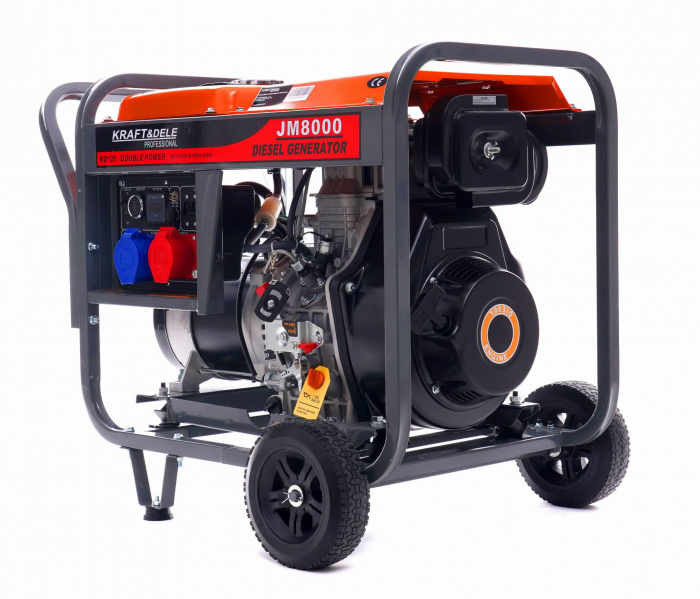 Generator curent 8kW 8000W 230V-380V 12V+pornire electrica +roti si maner, motor diesel 10.8CP (KD126) [2]