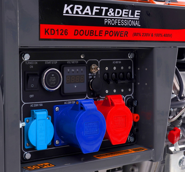 Generator curent 8kW 8000W 230V-380V 12V+pornire electrica +roti si maner, motor diesel 10.8CP (KD126) [8]