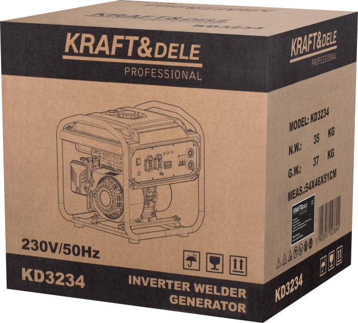 Generator de curent invertor 5.8-6.2kW cu aparat de sudura 250A motor 236cc (KD3234) [16]