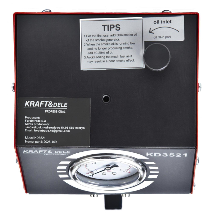 Generator de fum detector pentru verificarea scurgerilor conducte auto tevi 9lmin 12V 23 PSI + accesorii (KD3521) [12]