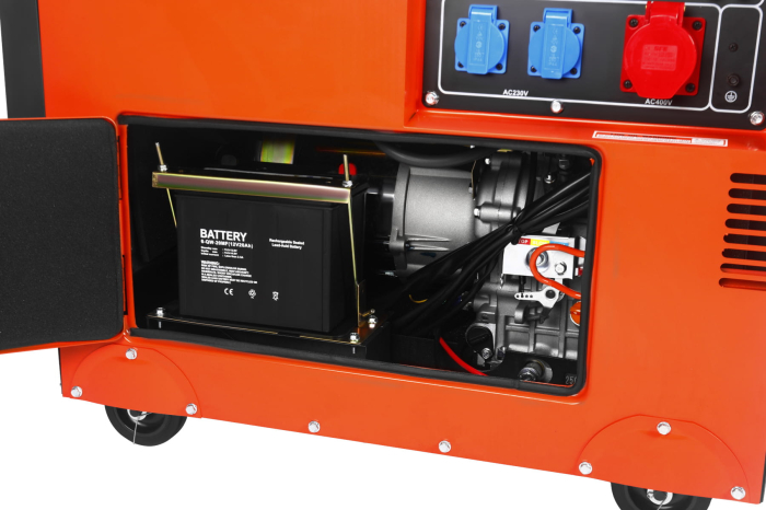 Generator diesel trifazat 7kW cu ATS, 230V/400V, pornire electrica, carcasa insonorizata (KD3241) [26]